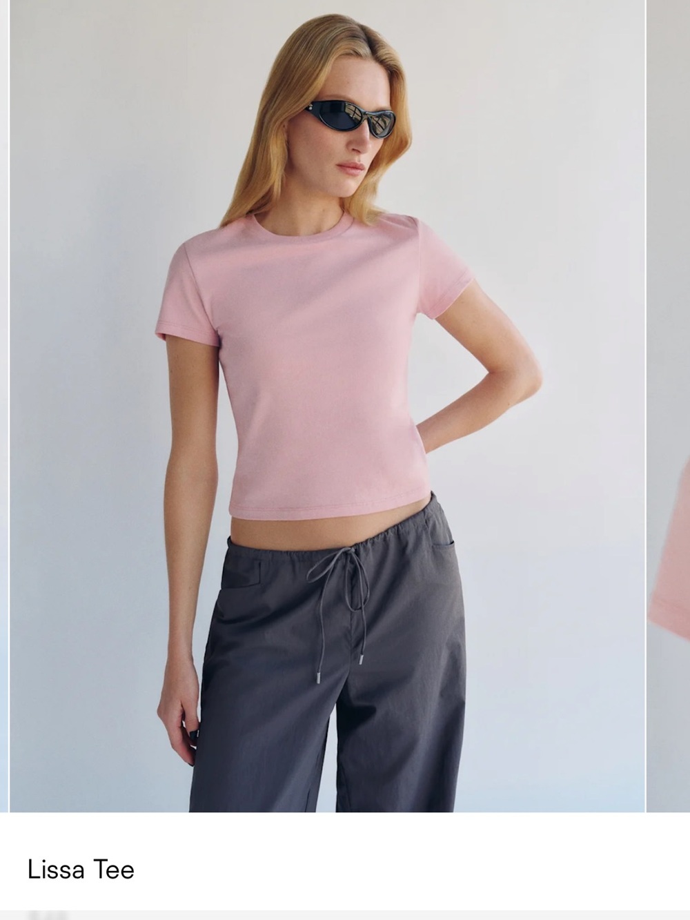 Reformation Lissa Organic Tee — Women's Pink Short-Sleeve Waist length Tee